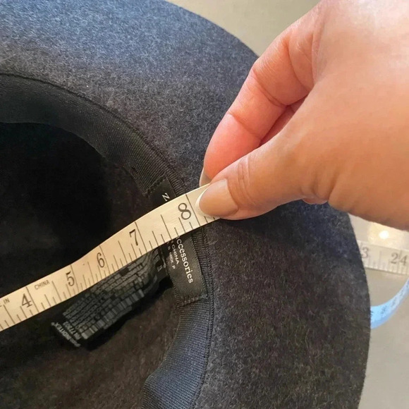 Zara Gray Wool Felt Floppy Fedora Hat Fall Winter classic boho Glam - Picture 12 of 12